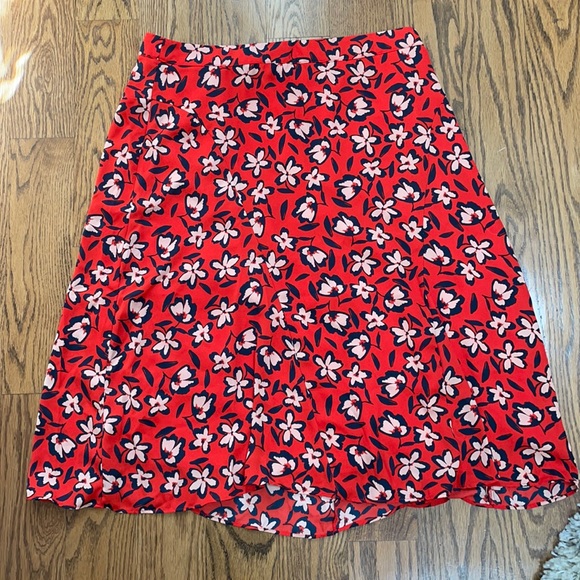 Red Floral Midi Skirt - Who What Wear - Picture 1 of 4